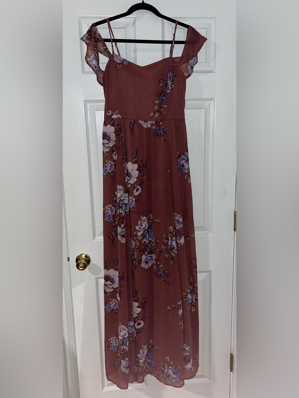Floral Off-Shoulder Maxi Dress - Mauve Floral
